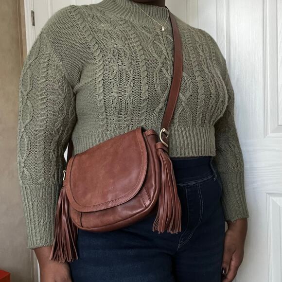 SEE BY CHLOE Brown Leather Fringe Crossbody Bag Gold Hardware - Picture 13 of 14